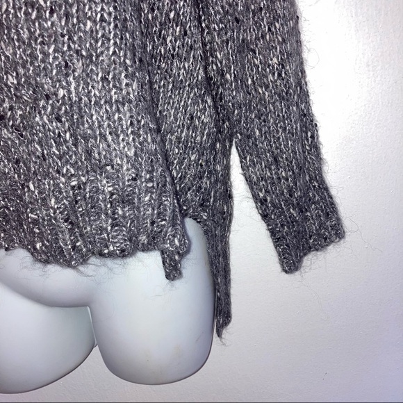 Zara Knit Slouchy Vneck Alpaca Blend Sweater S Gray Silver Sequins - Picture 4 of 6